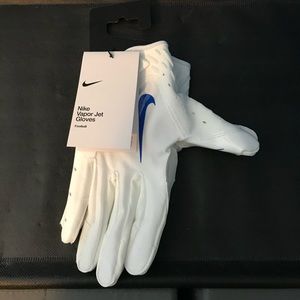 New Nike Vapor Jet Youth Football Gloves Unisex Size M White Royal Blue